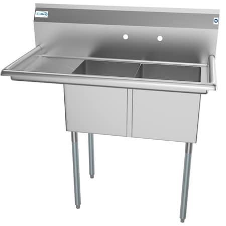 Koolmore 2 Compartment Stainless Steel Commercial Kitchen Prep & Utility Sink with Drainboard SB141611-12L3